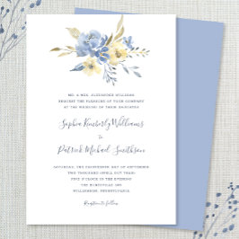 Dusty Blue Floral + traditionelle Formulierung Hoc Einladung