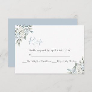 Dusty Blue Floral UAWG wedcard RSVP Karte