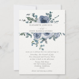 Dusty Blue Floral und Gray Wedding Einladung