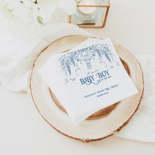 Dusty Blue Floral Vintag Boy Baby Dusche Serviette