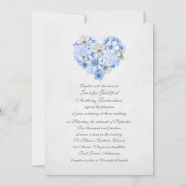 Dusty Blue Floral Vintag Liebe Heart Wedding Einladung