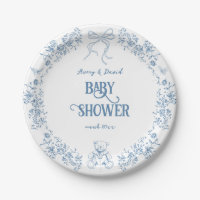 Dusty Blue Floral Vintag Teddy Bear Baby Dusche
