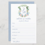 Dusty Blue Floral Wappen Hochzeitsratgeber und Wün<br><div class="desc">Diese wunderschönen staubblauen und blütenfarbenen Aquarellfarben mit Monogramm Wappen Hochzeitsratgeber & Wunschzettel sind wunderbar zu Ihrem Brautparty, Probe Abendessen oder Hochzeitsessen für die Gäste füllen. Sie sind absolut perfekt für jede Jahreszeit. Die Menschen werden die Liebe haben, die Anweisungen zu bekommen - sie machen es so einfach, liebende Ratschläge und...</div>