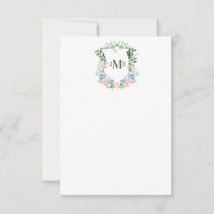 Dusty Blue Floral Wappen Wedding Dankeskarte