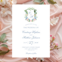 Dusty Blue Floral Wappen Wedding