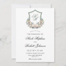 Dusty Blue Floral Wappen Wedding
