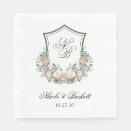 Dusty Blue Floral Wappen Wedding Serviette