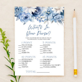 Dusty Blue Floral Was ist in Purse Baby Shower Gam