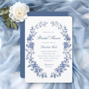 Dusty Blue Floral Watercolor Brautparty Einladung