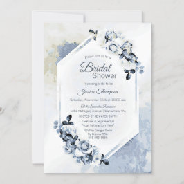 Dusty Blue Floral Watercolor Brautparty Einladung