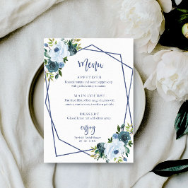 Dusty Blue Floral Watercolor Brautparty Menu Einladung