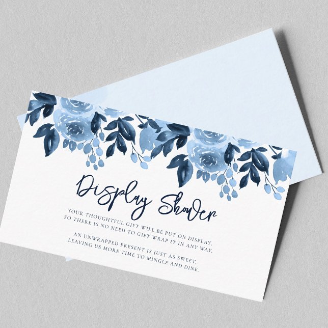 Dusty Blue Floral Watercolor Bridal Display Dusche Begleitkarte (Something Blue Before I Do Bridal Shower Display Enclosure Card)
