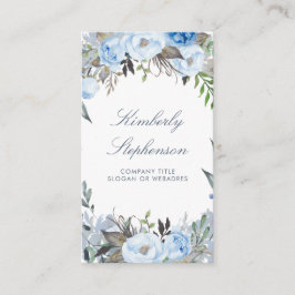Dusty Blue Floral Watercolor Elegante Visitenkarte