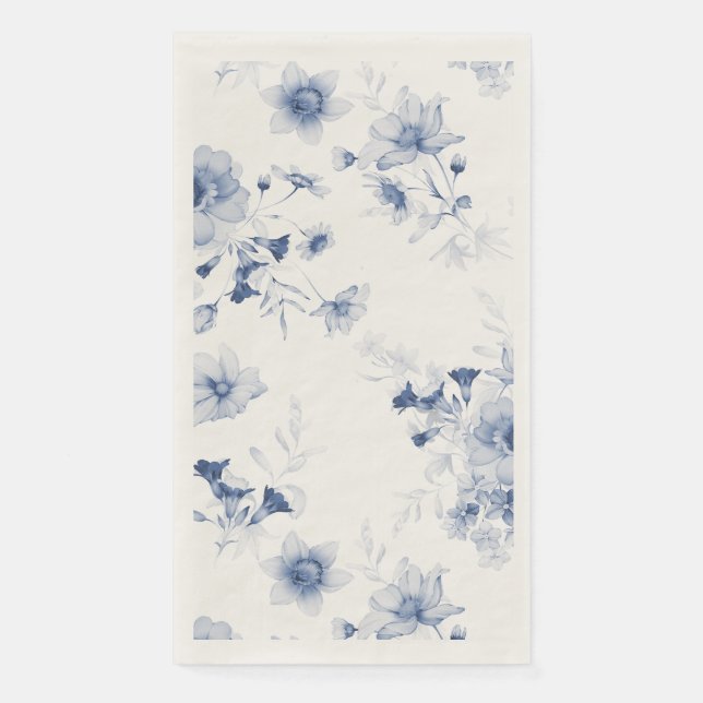 Dusty Blue Floral Watercolor Handtücher Serviette (Vorderseite)