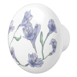 Dusty Blue Floral Watercolor Keramikknauf