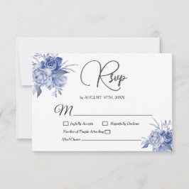 Dusty Blue Floral Watercolor Sukkulente Hochzeit RSVP Karte
