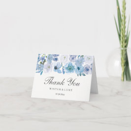 Dusty Blue Floral Watercolor Wedding Dankeskarte