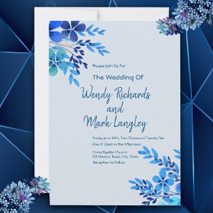 Dusty Blue Floral Watercolor Wedding Postkarte