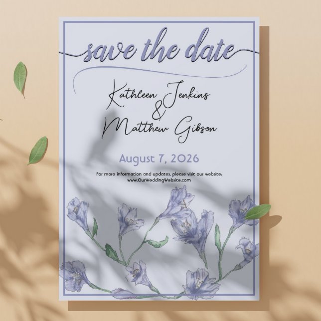 Dusty Blue Floral Watercolor Wedding Save The Date (Von Creator hochgeladen)