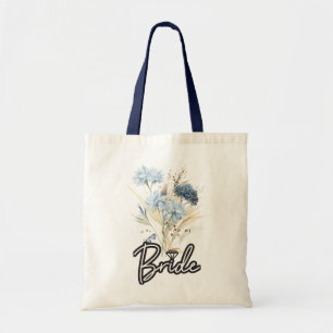 Dusty Blue Floral Wedding Bride Tote Bag Tragetasche