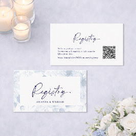 Dusty Blue Floral Wedding Card Begleitkarte