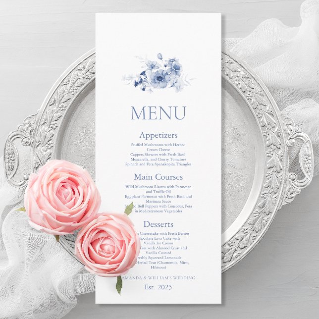 Dusty Blue Floral Wedding Card Einladung (Von Creator hochgeladen)
