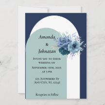 Dusty Blue Floral Wedding Card