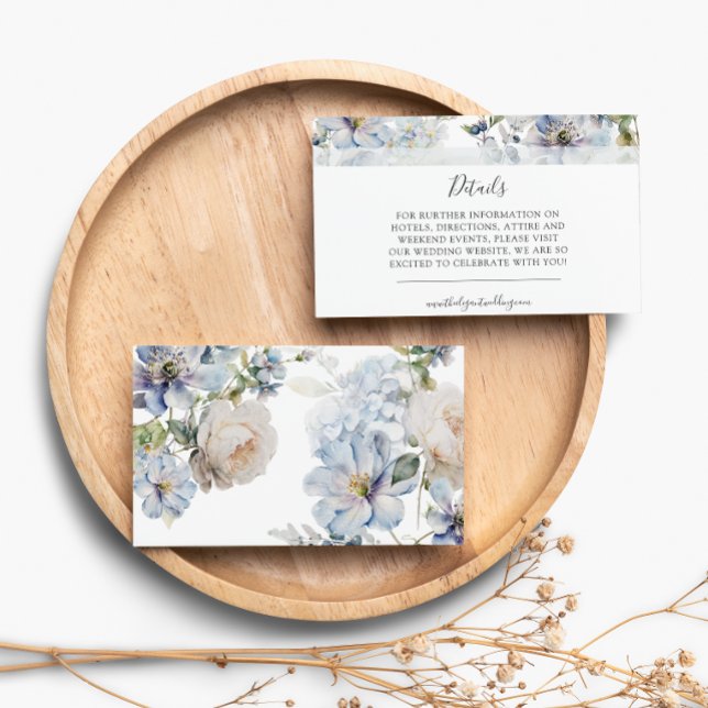 Dusty Blue Floral Wedding Card RSVP Karte (Von Creator hochgeladen)
