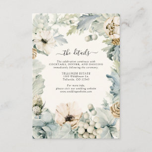 Dusty Blue Floral Wedding Details Begleitkarte
