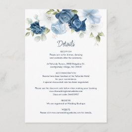 Dusty Blue Floral Wedding Details Begleitkarte