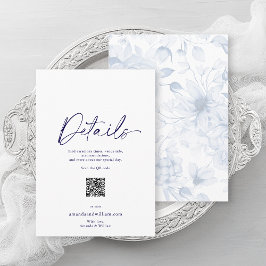 Dusty Blue Floral Wedding Details Card Einladung