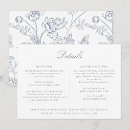 Dusty Blue Floral Wedding Details Card Einladung