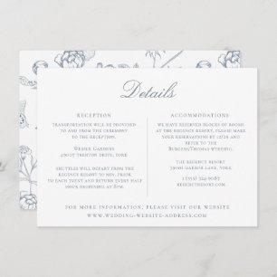 Dusty Blue Floral Wedding Details Card Einladung