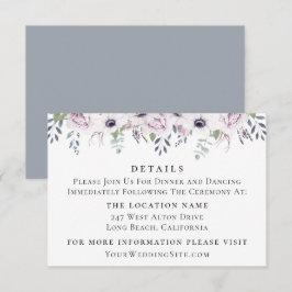 Dusty Blue Floral Wedding Details Einladung