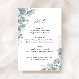 Dusty Blue Floral Wedding Details, Info Begleitkarte