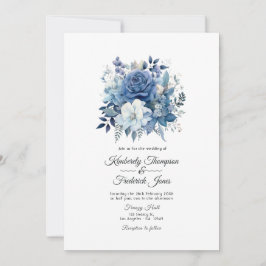 Dusty Blue Floral Wedding Einladung