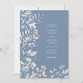 Dusty Blue Floral Wedding Einladung
