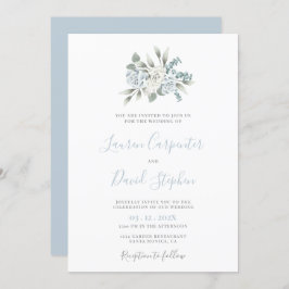 Dusty Blue Floral Wedding Einladung