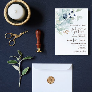 Dusty Blue Floral Wedding Einladung