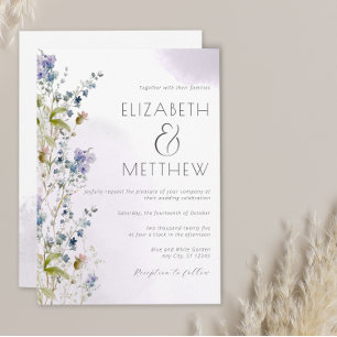 Dusty Blue Floral Wedding Einladung