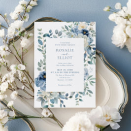 Dusty Blue Floral Wedding Einladung
