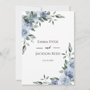 Dusty Blue Floral Wedding Einladung
