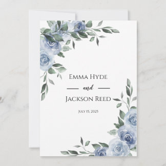 Dusty Blue Floral Wedding Einladung