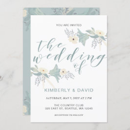 Dusty Blue Floral Wedding Einladung