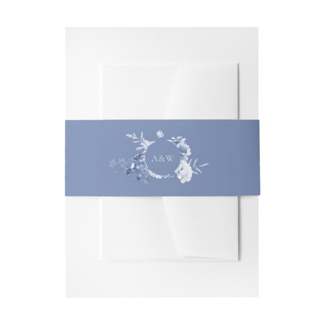 Dusty Blue Floral Wedding Einladung Bly Band (Vorderseite Beispiel)