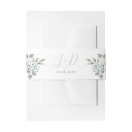 Dusty Blue Floral Wedding Einladungsbanderole