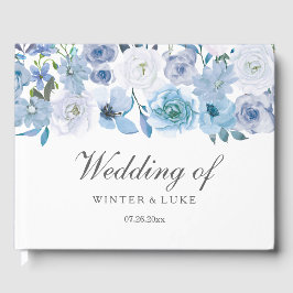 Dusty Blue Floral Wedding Gästebuch