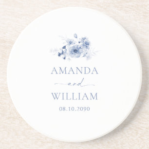 Dusty Blue Floral Wedding Getränkeuntersetzer