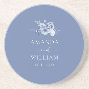 Dusty Blue Floral Wedding Getränkeuntersetzer