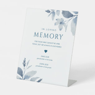 Dusty Blue Floral Wedding in Love Memory Sign Sockelschild